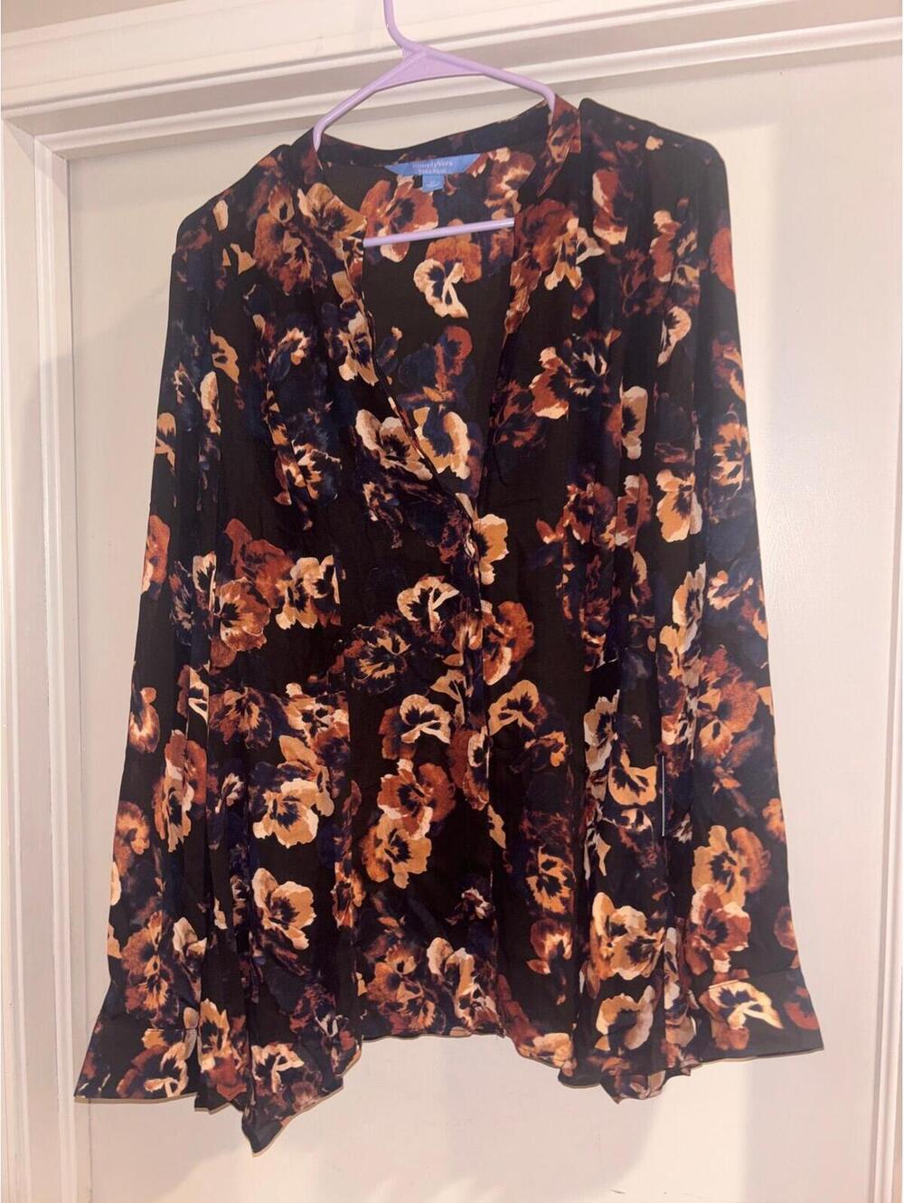Simply Vera Vera Wang Floral High Low Blouse XL NWT